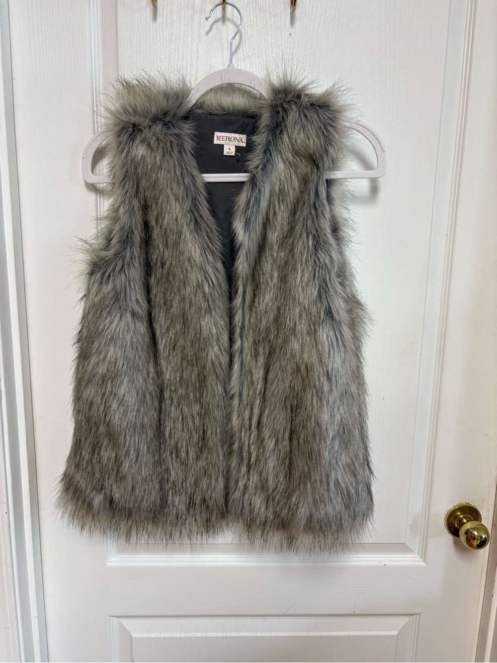 Merona Gray Faux Fur Collar Vest